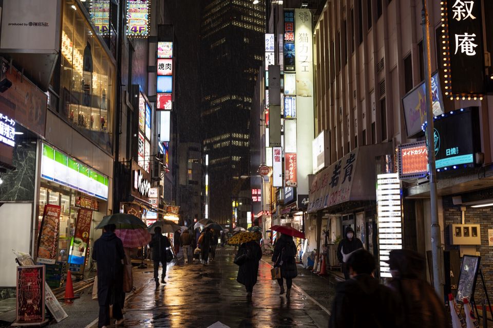 Rainy Tokyo street at night